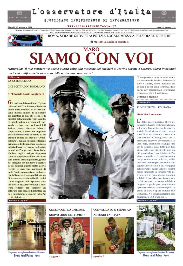 L'osservatore d'Italia edizione del 12 Novembre 2015
